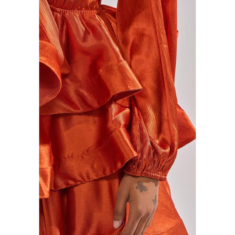 ARIANA SATIN RUFFLED MINI DRESS