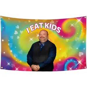 Bertram Funny I E-at Kids Slogan 3x5Ft Flag Wall Hanging Banner Tapestry for Bedroom Living Room College Dorm Home Decoration With 4 Brass Grommets