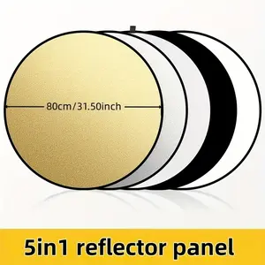 110cm 5-In-1 Collapsible Round Portable Disc Light Reflector with Bag, Silver Color, Translucent