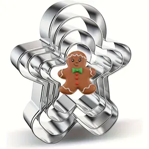 5pcs Commercial & Use Christmas Gingerbread for Man Mold - Heavy-Duty 304 Stainless Steel Cookie with Icing-Compatible Cutouts, Safe Non-Toxic Baking Tool for DIY Gingerbread Figures (Party & Cake Decorating) - -