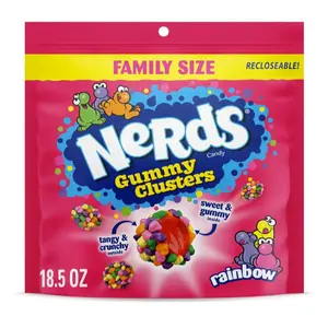 NERDS Gummy Clusters, Candy, Rainbow, Crunchy and Gummy, 18.5 oz