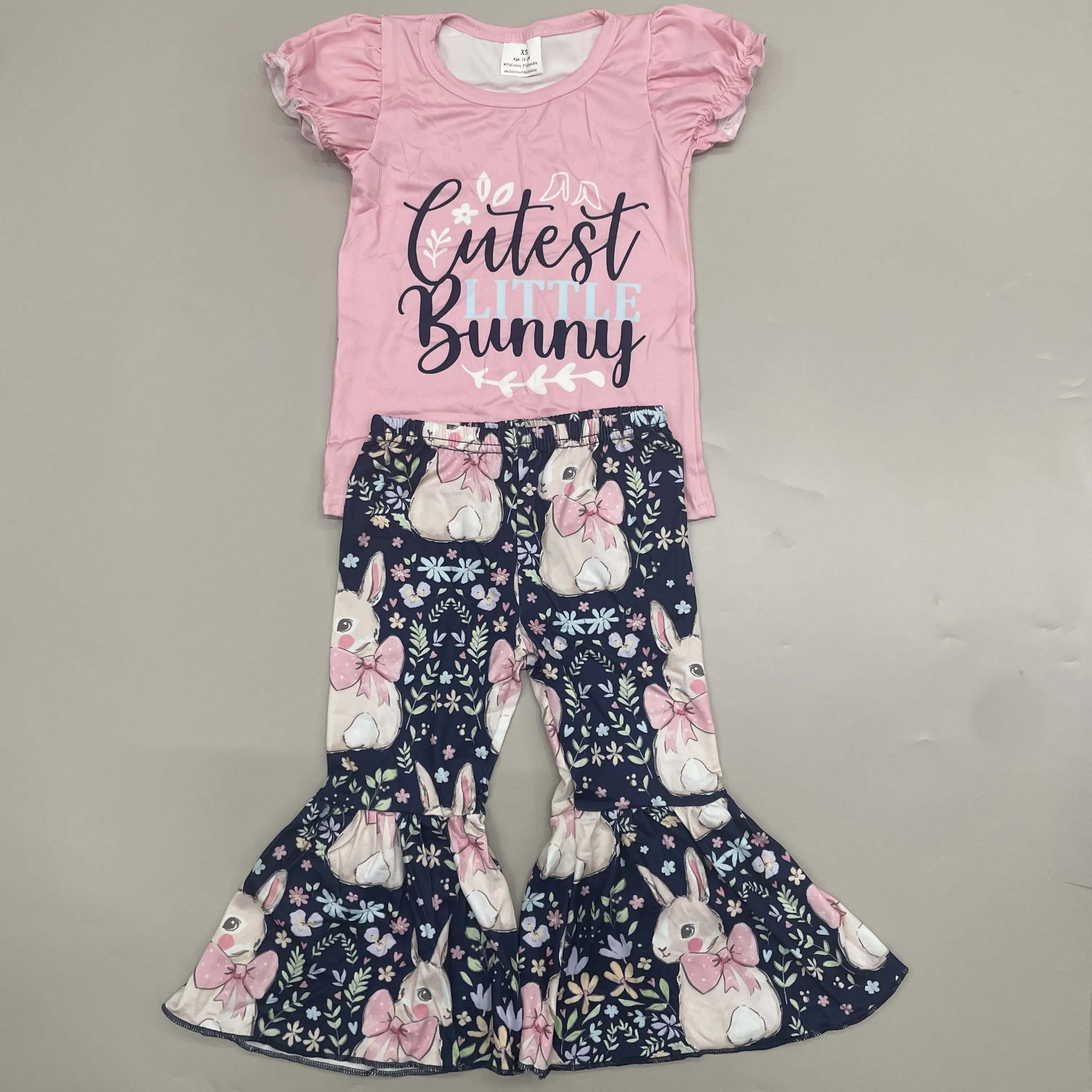 Girl Easter Outfit Bunny Kids Spring Bell Bottom Set Girl Easter Clothing Set