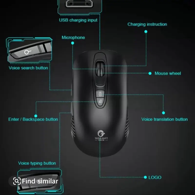 Tess Gift AI Voice Mouse Compatible with PC/Mac. 115 Languages