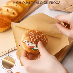 Kraft Paper Sandwich Bags, Greaseproof Disposable Food Bags for Burgers & Desserts, Leak-Resistant Snack Packaging for Parties & Weddings
