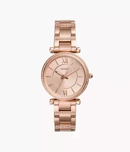 Fossil Women's Carlie Three-Hand, Rose Gold-Tone Stainless Steel Watch