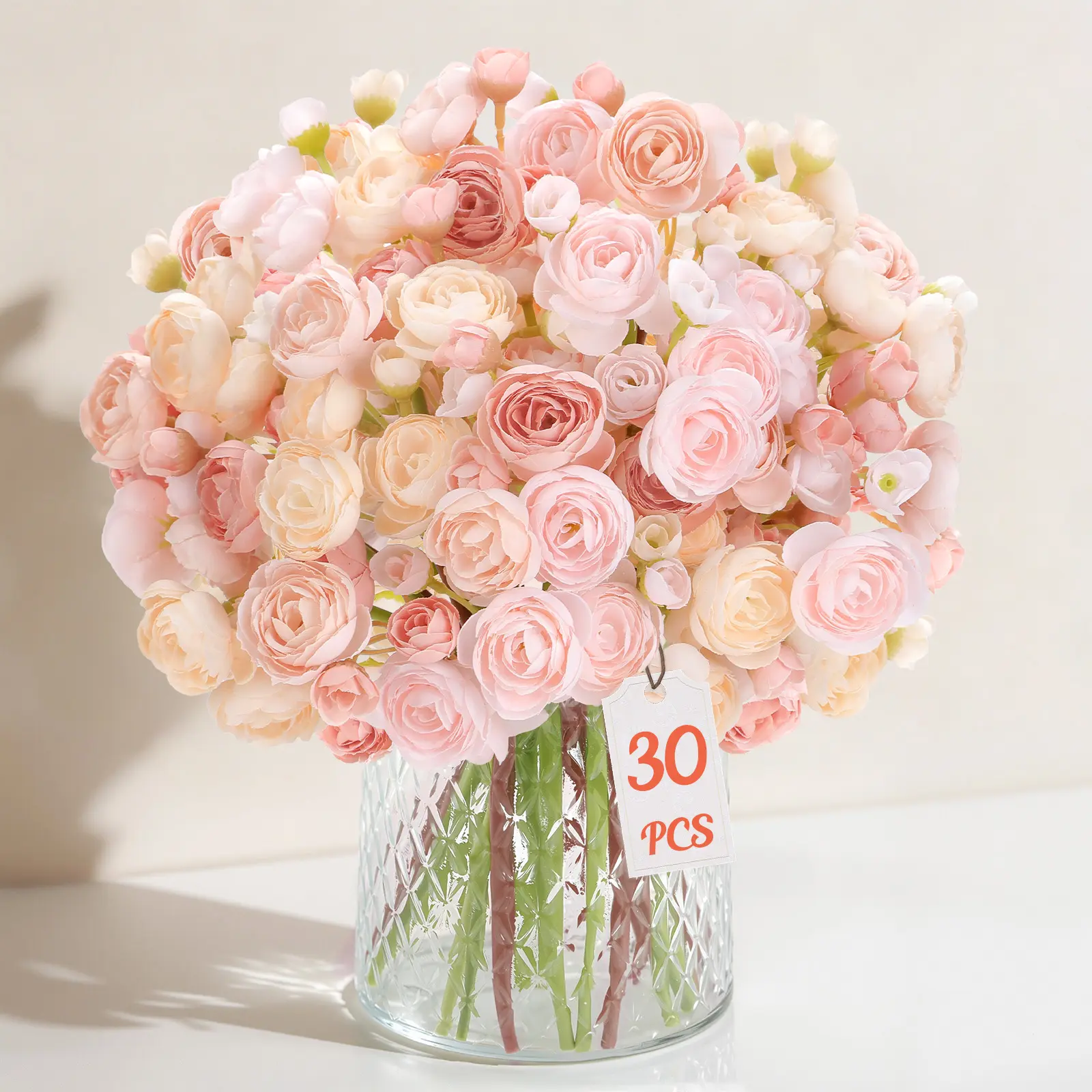 30Pcs Ranunculus Artificial Flowers Faux Silk Mini Ranunculus, Spring Flowers Artificial Indoor for DIY Bouquets, Bulk Fake Wedding Filler Flowers for Bride Shower Decorations. summerwins