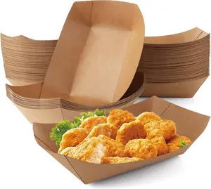 250 Pack Paper  Trays, 3 lb Disposable  Paper   Party Serving Tray for Nachos Hot   Fries Snacks Tacos BBQ Popcorn Picnic Wedding, Brown