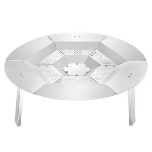 27-Inch Round Modern 304 Stainless Steel Fire Pit Heat Deflector, Detachable Cover & Camping Hand Tool Accessory for Solo Stove Yukon Wood Burning Outdoor Fire Pits, Metal Stainless Steel Firepit Heat Diffuser