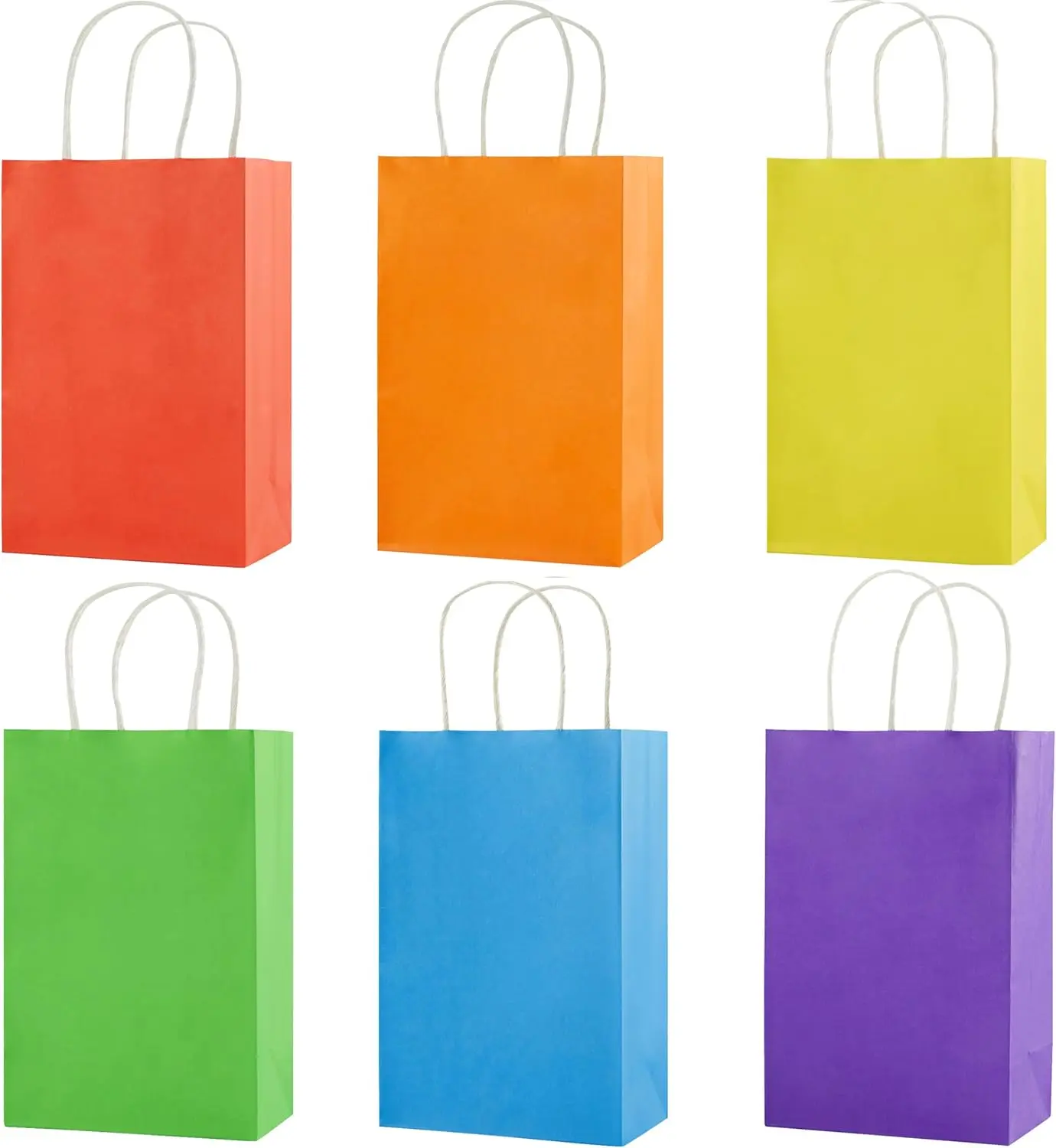 24-Pack Rainbow Gift Bags with Handles, 8" Multi-Color Paper Party Favor Bags for Goodies. Birthdays, Events, Classrooms & Celebrations