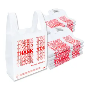 Heavy Duty Thank You T-Shirt Bags – 2000 Count, 8" x 5" x 16" – Durable Plastic Grocery & Retail Shopping Bags with Handles for Store & Takeout