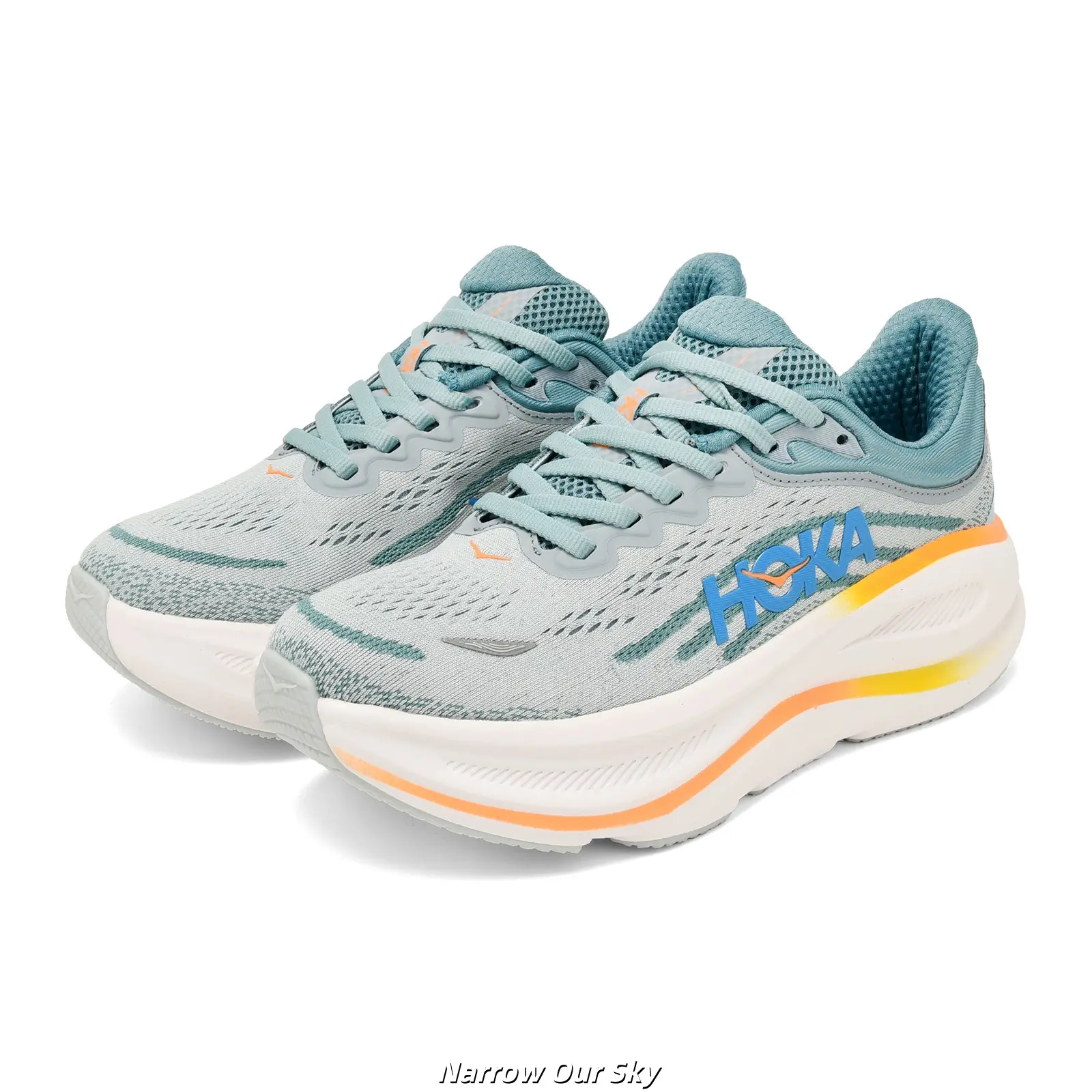 Brand New Original Box Unisex Teal Orange Gradient Mesh Running Shoes Ultra Thick Cushion Non Slip Breathable Walking Gym Athletic Sneakers US Sizes 5-12