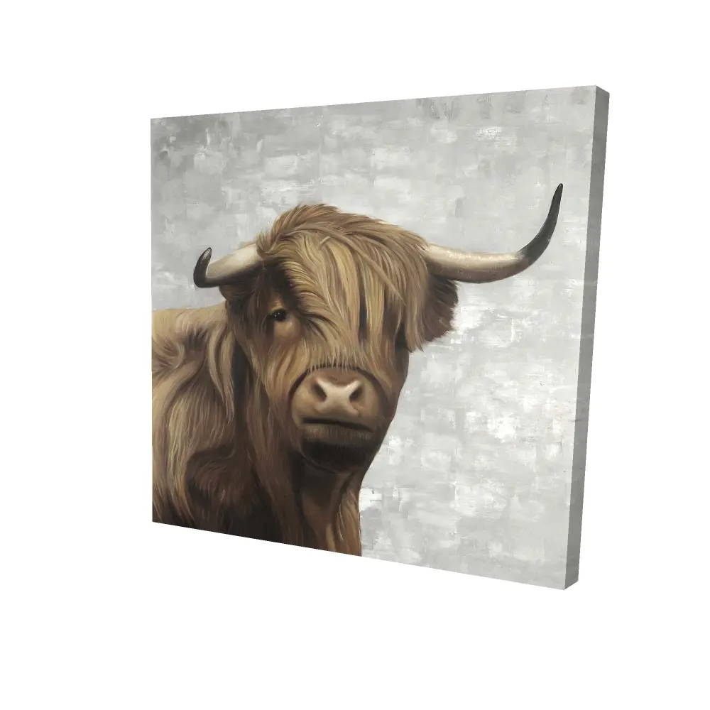 Begin Home Decor 2080-2424-AN315-2 24 x 24 in. Desaturated Highland Cattle Canvas - Elegant Home Decor