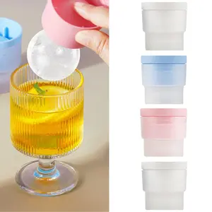 4 Pcs Ice Ball Maker, 2.5 Inch Ice Spheres Mold,Round Ball ice Cube Mold for Whiskey Cocktails Juice Beverages Bourbon,Old Fashioned Clear Ice Cube Mold Silicone Freezer Press
