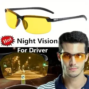1/2pcs Anti-glare Driving Night Vision Glasses For Men Women Drivers Semi Rimless Eyeglasses