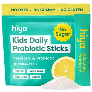 Hiya Kids Probiotic – 10 Billion CFU with Clinically-Studied Strains for Ages 2+, Supports Gut Health & Immune, 0g Sugar – 20 Stick Packs for Toddlers & Kids