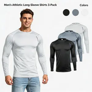 Men's 3-Pack Compression Shirts Long Sleeve Workout Athletic Base Layer