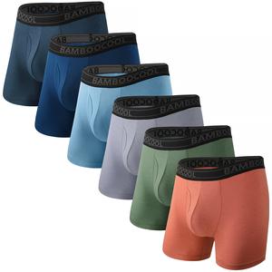 BAMBOO COOL Men's Mid-Waist Plain Boxers 6-Pack Solid Color - Soft Bamboo Fabric, Breathable, Sweat-Wicking Comfortable Male Clothing for Summer summerwins,summerwins