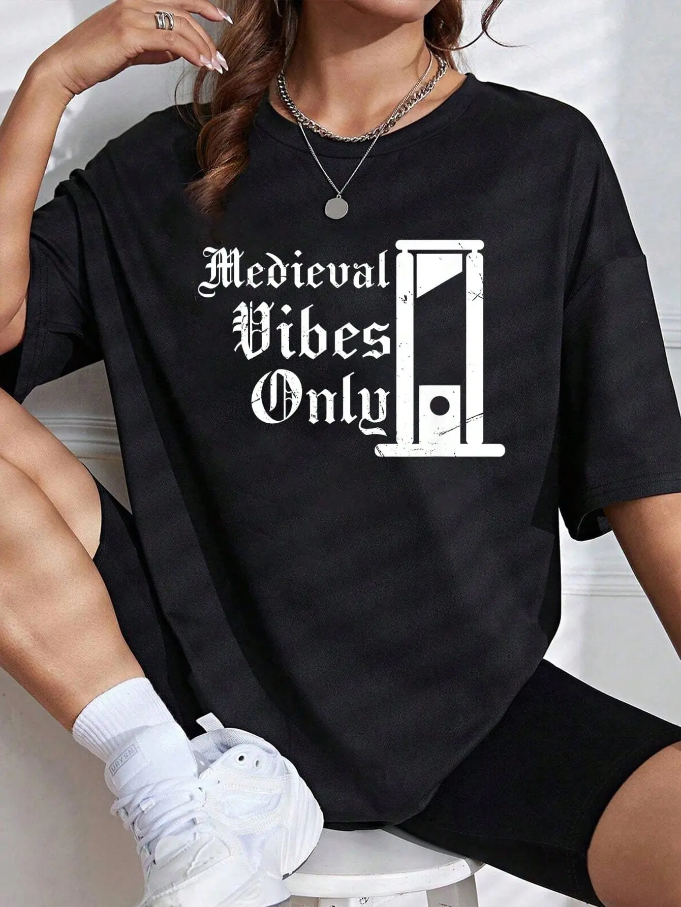 Medieval Vibes Renaissance Festival Guillotine Ren Faire T-Shirt - 100 Cotton Womens Casual Short Sleeve Crew Neck T-Shi