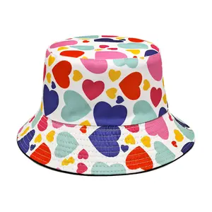 Love Pattern Bucket Hat -colorful heart shape Printing