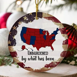 Trump Ornament Electoral College Map – "Unburdened by What Has Been" Humorous Trump Celebration Keepsake – 3" Round with Gift Box 5K