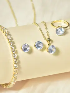 Classic Single Diamond Jewelry Set, Cool Delicate Texture, and Slimming Full Accessories, Ideal Gift for Mom Girlfriend Friend, Necklaces