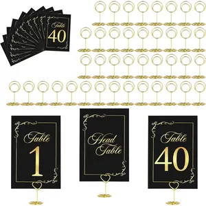 41 Sets Wedding Table -40 and  Table Card with 41 count Table Number Holders, Black  Table Number Cards with Place Card Holders, 4" X 6" Table Numbers Card for Wedding Reception