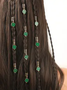 Women's Braided Hair Bands Set, Clover Hair Clips, Perfect for Holiday Parties & St Patrick's Day, Lucky Hair Accessories