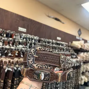 Men's San Judas Buckaroo Western Belt, Brown Fashion Accessory, Buckaroo Men's Belts