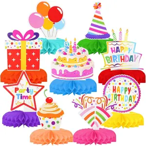 Happy Birthday Decorations 9pcs Rainbow Birthday Table Centerpieces for Kids Birthday Party Supplies