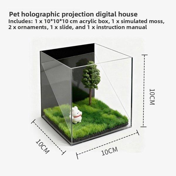 Pet Holographic Projection Digital House Acrylic Memorial Box for Cat & Dog 3D Projector Eternal Display Case with Green Grass and Tree