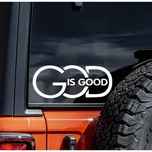 1 GOD is Good Scripture Vinyl Sticker - Large 5.91 "x2.36" (each) Faith-themed sticker, easy-to-tear, Truck Decal for trucks, SUVs, laptops - gift with removable residue (paper back)