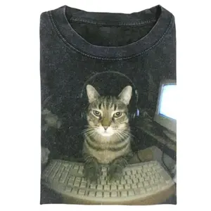 Vintage Hacker Cat Meme Shirt and Sweatshirt, Computer Tee, Gamer Cat Aesthetic, Funny Keyboard Cat, Viral Cat Lover Gift