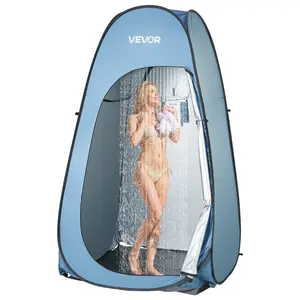 fathersdaygift VEVOR Pop up Shower Tent, Instant Portable Privacy Tent Changing Room with Shower Bag, Ground Stakes, Ropes, Carry Bag, 190T Polyester with Silver Coating, Quick Setup, for Camping, Beach, Fishing