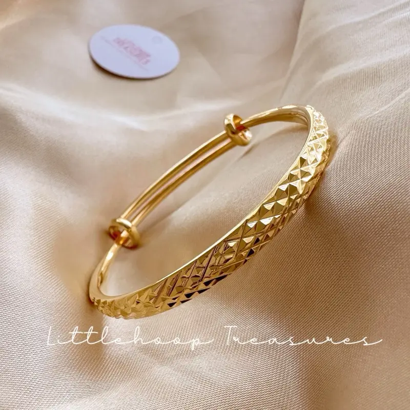 Toddler gold filled bracelet, children girl 22K gold filled, kids adjustable bangles
