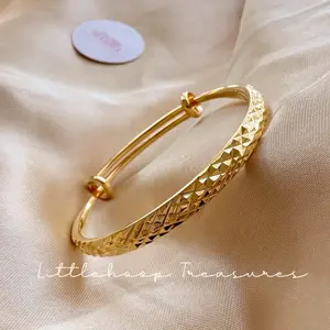 Toddler gold filled bracelet, children girl 22K gold filled, kids adjustable bangles