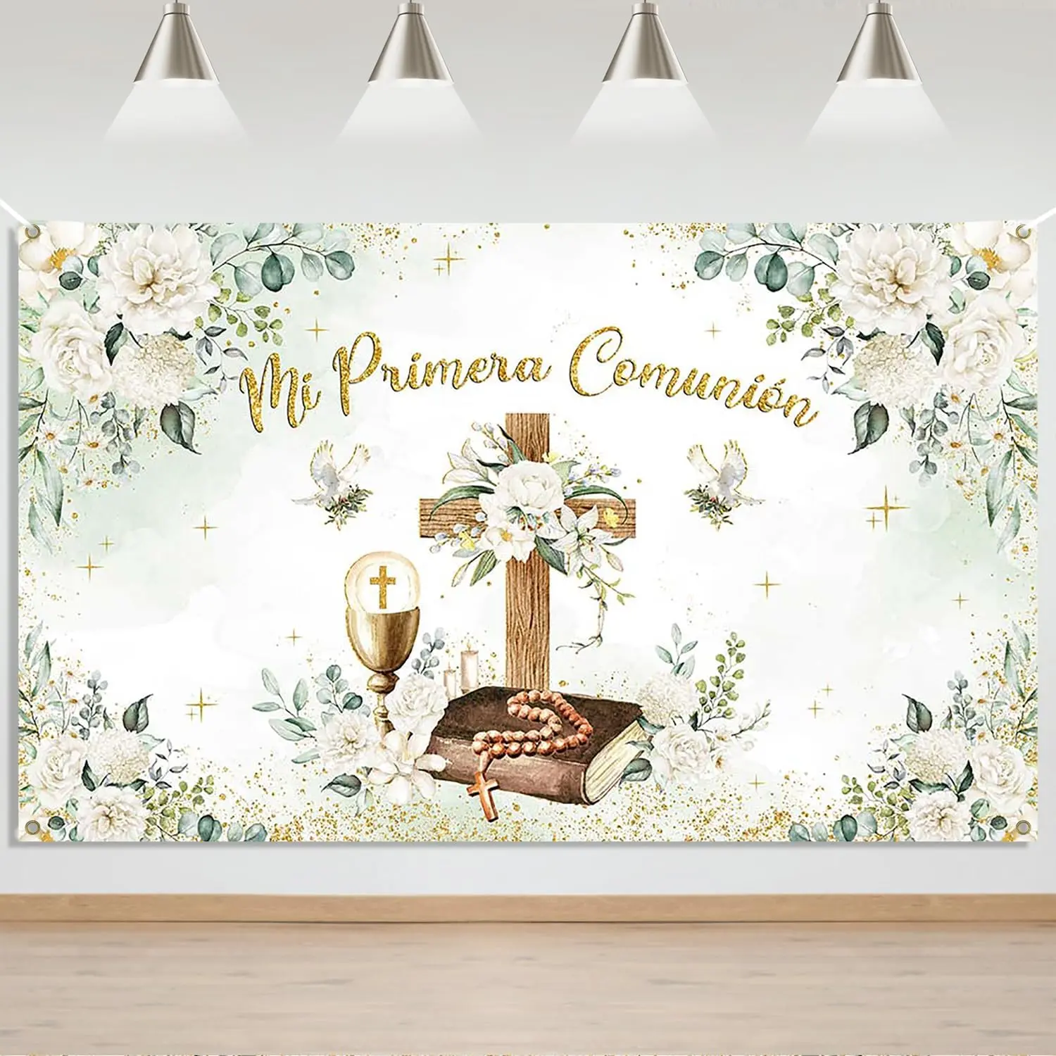 First Communion Background Banner, Spanish First Communion Decoration, Birthday, Wedding Arched Backdrop, Party Decor, Home & Garden Decor, Photo Backdrop, Party Decoration Supplies