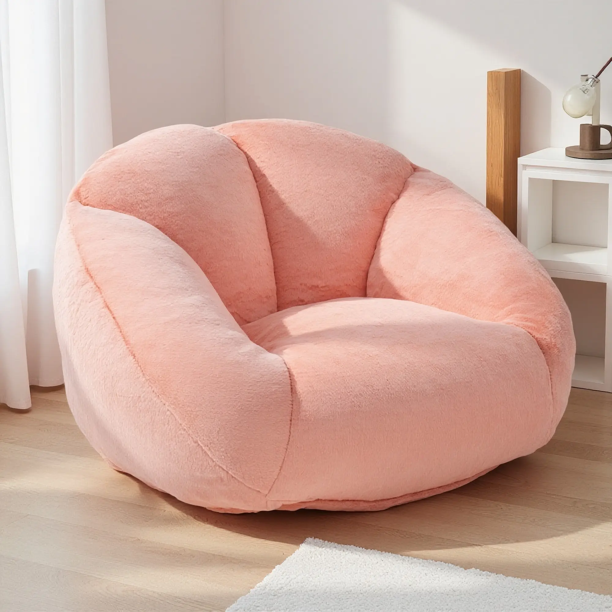 Plush Fabric Oversized Bean Bag Chair - Tall Backrest & Armrests, Ergonomic Sofa, High-Density Polyurethane Foam Filled, Instant-Use Chill Furniture for Bedroom | House Furniture, Apartment Decor, Living Room Decor