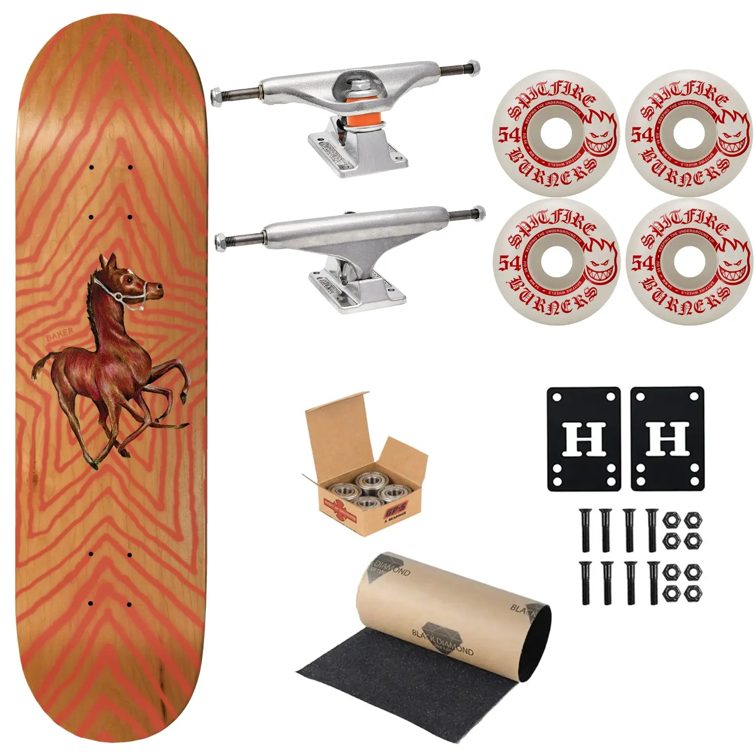 Baker Premium Complete Skateboard Reynolds Rocket Science 8.125" Ft. Independent/Spitfire