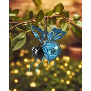 Lighted Outdoor Display - Solar Powered Hanging Bee Decor with Bouncy Springs - Outdoor Hanging Solar Lights for Christmas Garden, Yard, Patio, Porch
