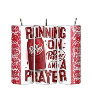 20oz Stainless Steel Thermal Cup - Stainless Steel Drinkware, Vacuum Insulated Cup, Stylish Portable Washable Reusable Dr. Pepper Red Label Prayer Tumbler for Soft Drinks (Kitchenware)