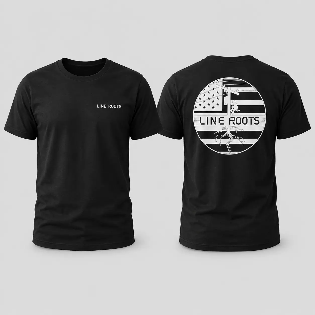 Line Roots Lineman Shirt, American Flag Lineworker T Shirt, Journeyman Lineman Tee, Electrician Shirt, Powerline Technician Gift, Utility Worker Tee, Shirt for Men