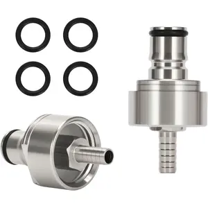 Stainless Steel Force Carbonation Cap, Universal Ball Lock,Suit Keg  5/16"  Line Nipple Barb & CO2 Coupling for Soda & Drink, PET Bottles Counter  Bottle Filling Cap(2pcs)
