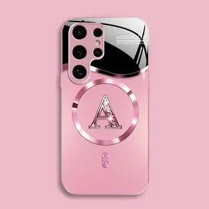 Suitable for [Galaxy S24 Ultra] high-end MagSafe phone case🥰, Luxury Personal Initial Magnetic Case Viral Bling Diamond Letter Cover #SummerVibes 952