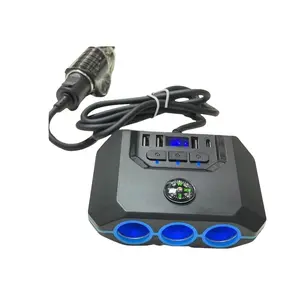 7 in 1 Car Charger, QC3.0 120W Fast Car Charger with USB & PD Ports, Multi-port Charger with Independent Switches & LED Voltage Display Adapter for 12V-24V Vehicles