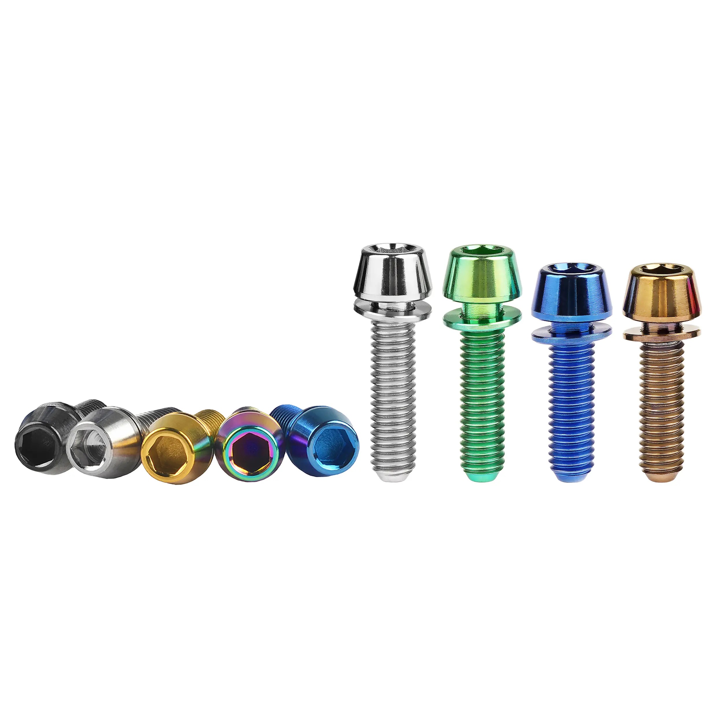Wanyifa 4Pcs Titanium Ti M6 x 16 18 20 25mm Allen Hex Tapered Head Bolts With Washer Screw For Bicycle Stem