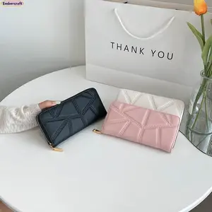Women’s PU Leather Wallet - Full-Zip Medium-Long Clutch Bag, Embossed Versatile Change Purse, Ideal for Daily Use and Travel