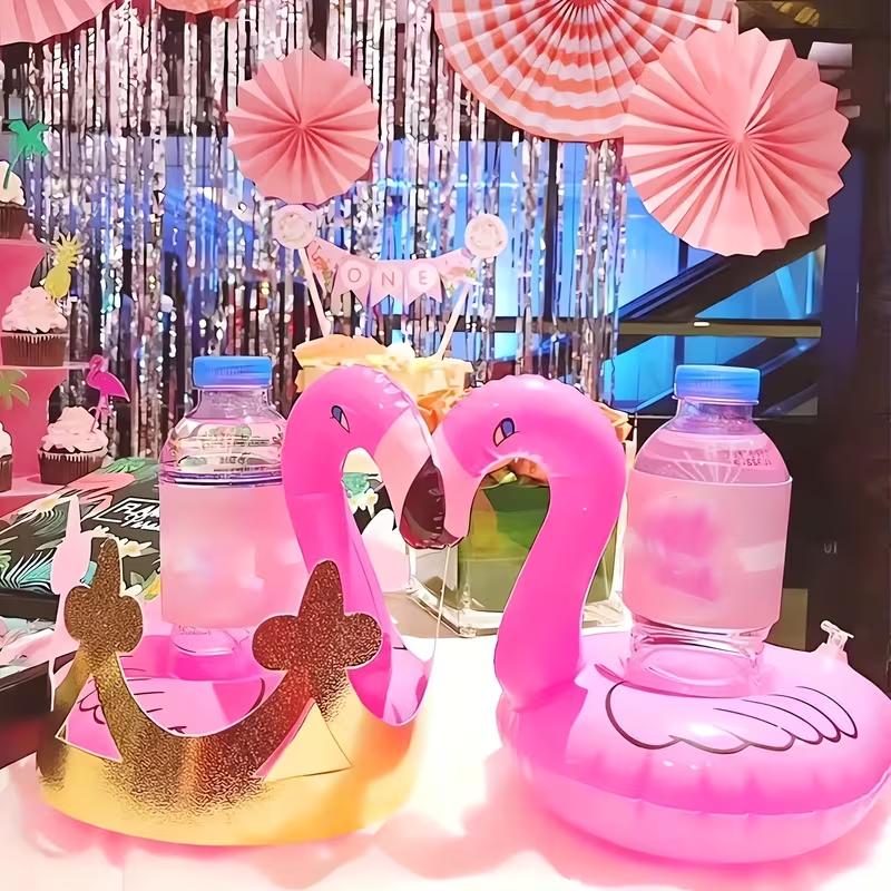 15 Pcs Inflatable Drink Holders Floats Flamingo Pool Cup Holders Inflatable Floating Beverage Beer Rack for Pool Party Hot Tub Lake  Beach Easy to Use  Portable couple gifts