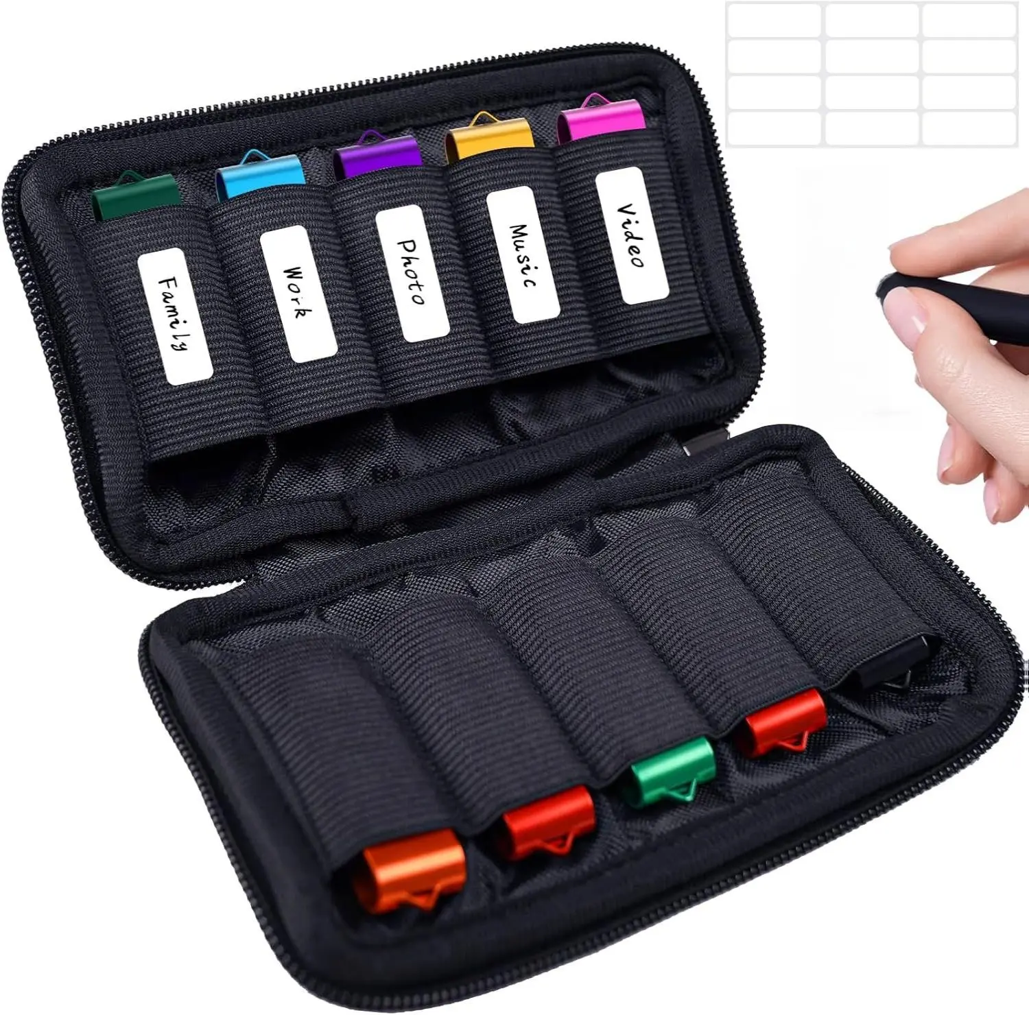 Flash Drive Case, USB Drive Holder, Storage Bag for Thumb Drive, Light Weight and Easy to Put into Handbag, Protect and Store Small Items, 10 Slots Electronic Accessories Organizer