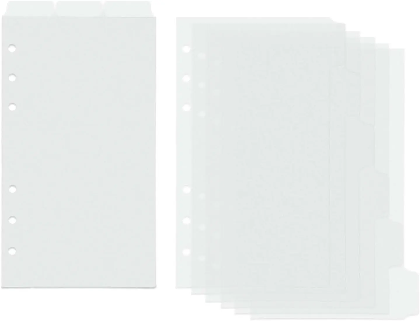 2 Set Personal A6 Binder Dividers Frosted Plastic Index Divider Blank Side 6 Tabs Top 3 Tabs Planner Insets 9 Sheets Refillable Page Protectors for 6 Ring Binder Notebook
