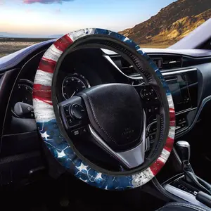【New products】American Flag Car Steering Wheel Cover for Women & Men, Fit 15in Car Accessory Cute Cozy Interior Decor for Cars, Trucks & SUVs, Easy To Install, Durable Material, Perfect Gift for Drivers